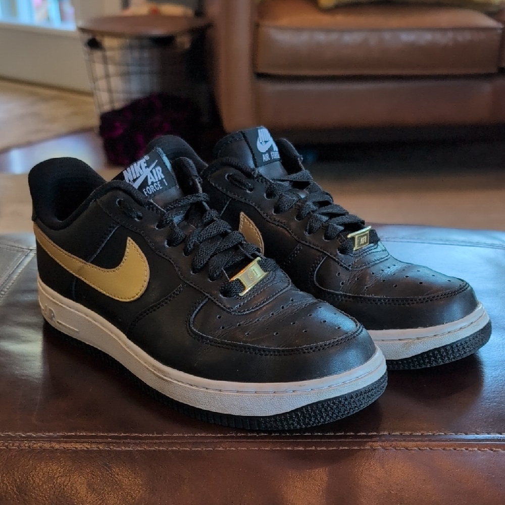 Nike Air Force 1 Black with Gold Accents 7